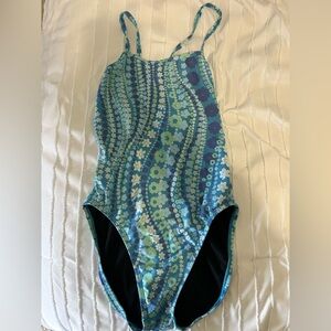 Jolyn Floral Blue and Black Swimsuit